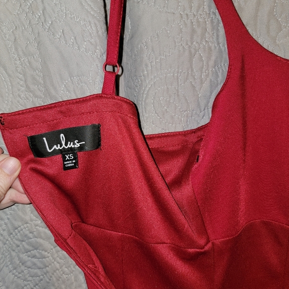 Lulu's Heart Eyes Red Ruffled Bodycon Mini Dress, Size XS - Picture 9 of 11